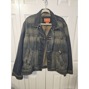 VINTAGE FACONNABLE MEN'S BLUE DENIM JEAN JACKET - SIZE XL